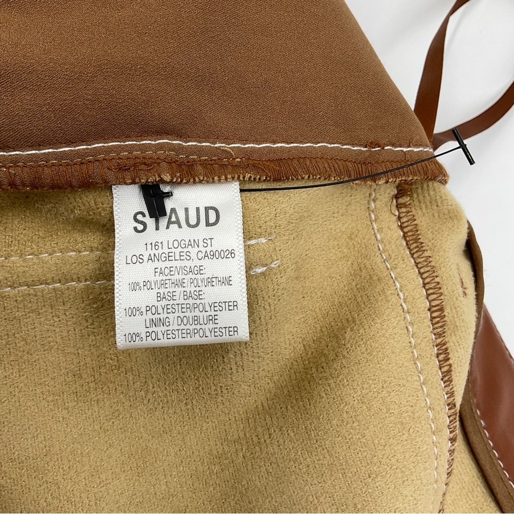 Staud NWOT Cropped Domino Vegan Leather Wide Leg Pant in Whiskey Size 0 - Picture 14 of 16